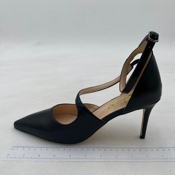 FYS Black Cross Strap Stiletto High Heel Ankle Strap Pumps Pointed Toe Shoes - Picture 2 of 8